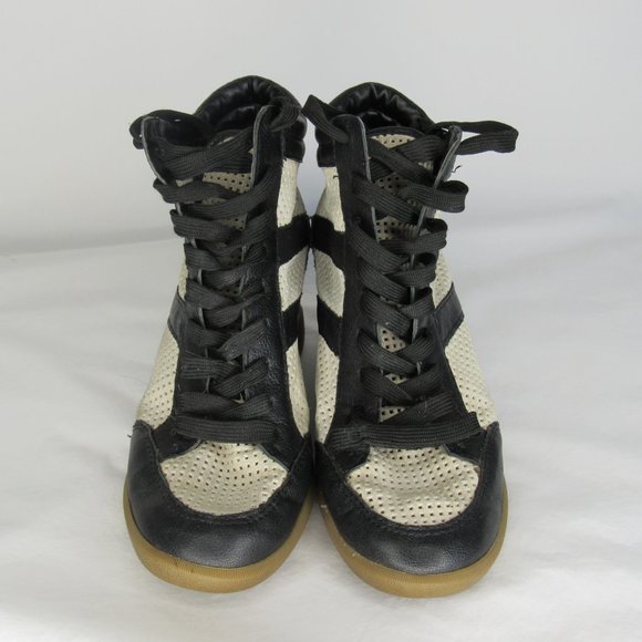 Sam Edelman BOLTON Black White Wedge Heel Sneaker Women's 8 - Picture 2 of 13